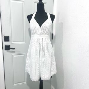 Calvin Klein summer eyelet halter White Dress S